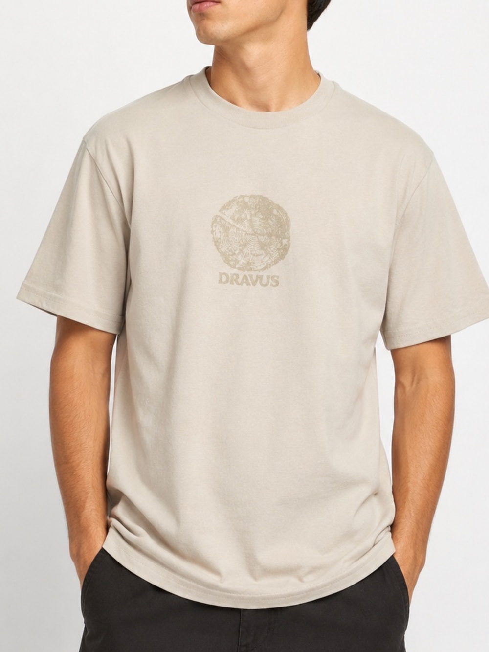 Dravus Men’s Medium Graphic T-Shirt Beige Tan Short Sleeve Zumiez NWT